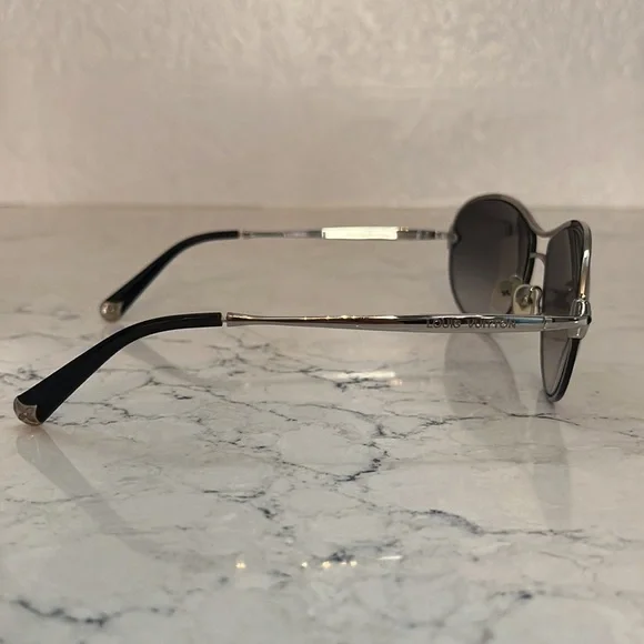Louis Vuitton Sunglasses with Black Lenses and Silver Frame display picture 1